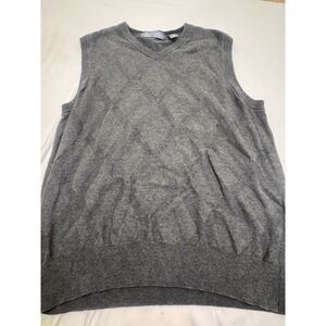 Vintage Oscar Be La Renta Men's Gray Knit Sweater Vest Cotton M Preppy Holiday